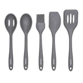 5pc Ladelle Craft Grey Speckled Silicone Cooking/Serving Utensil Set
