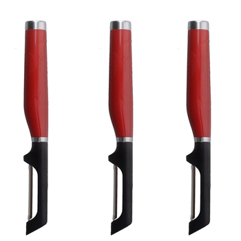 3PK KitchenAid Stainless Steel Swivel European Peeler 22cm - Empire Red