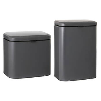 Ladelle Essentials Stainless Steel Rubbish Bins 4L/8L Combo Set - Charcoal