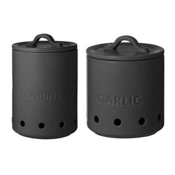 Ladelle Onion/Garlic Vault Food Saver 21.5/11cm Combot Set - Charcoal