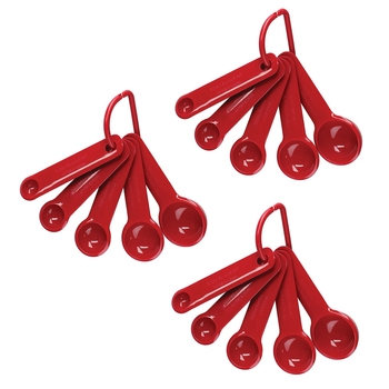 3x 5pc KitchenAid Plastic Measuring Spoons Set - Empire Red
