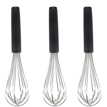3PK KitchenAid Soft Touch Whisk Utensil Nylon 27cm - Black