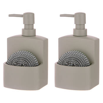 2x 2pc Ladelle Essentials Kitchen Cleaning Set 250ml Pump & Scourer - Stone
