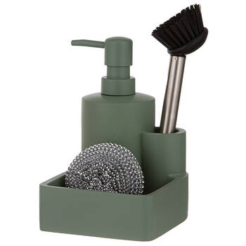 3pc Ladelle Essentials Kitchen Cleaning Set Pump/Brush/Scourer Sage