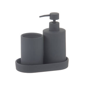 3pc Ladelle Essentials Bathroom/Kitchen Countertop Set Charcoal Grey