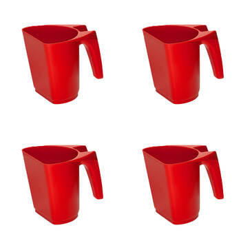 4PK AgBoss Pet and Livestock Plastic Food Scoop FeedMaxx 1kg Red