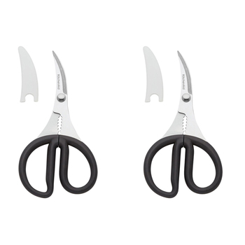 2PK KitchenAid Seafood Shears Stainless Steel Scissors 18cm - Black