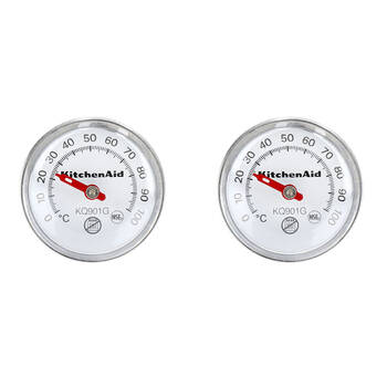 2PK KitchenAid Instant Read Cooking Thermometer Stainless Steel 14.5cm - Silver
