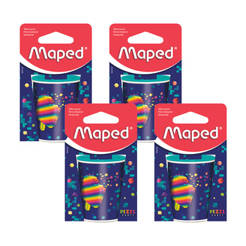 4PK Maped Pixel Party 2 Hole Standard & Jumbo Sized Pencil Sharpener Can