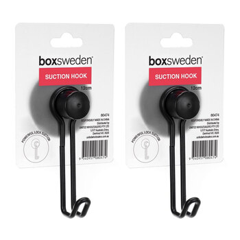 2PK Boxsweden 12cm Wire Suction Hook - Black