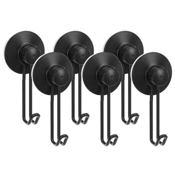 6PK Boxsweden 12cm Wire Suction Hook - Black