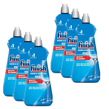 6PK Finish Shine & Dry Dishwasher Regular Liquid Rinse Aid 400ml - Blue