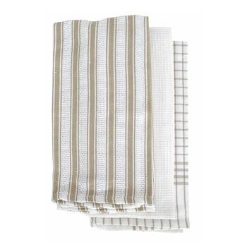 3PK J. Elliot Gardenia Tea Towels 50x70cm Taupe