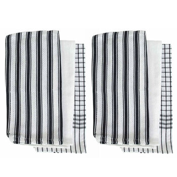 2x 3PK  J. Elliot Gardenia Tea Towels 50x70cm Black