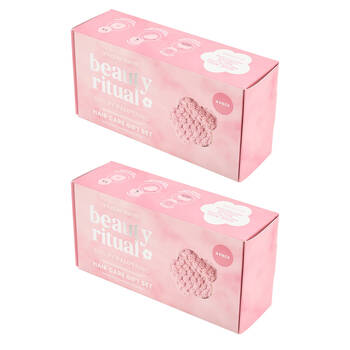 2PK Annabel Trends Beauty Ritual Hair Care Gift Box W/ Scrunchies & Brush Dusty Pink