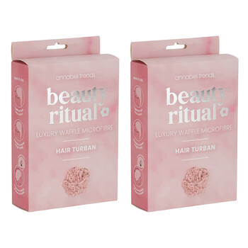 2PK Annabel Trends Beauty Ritual Luxury Waffle Hair Turban Dusty Pink
