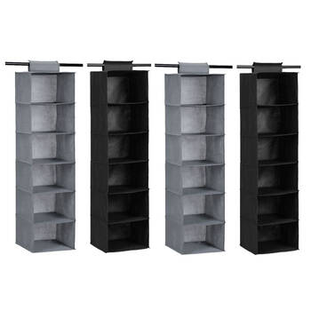 4PK Boxsweden Mode 6 Tier Hanging Wardrobe Storage - Assorted
