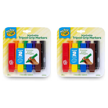 2x 8pc Crayola Young Kids Washable Tripod Grip Markers Kids 2y+