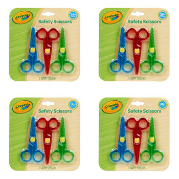 4x 3pc Crayola Plastic Safety Scissors Rounded Tip Kids 3y+
