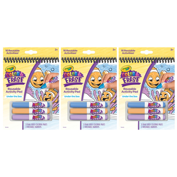 3PK Crayola Colour & Erase Activity Pad w/ Marker Under The Sea 3y+