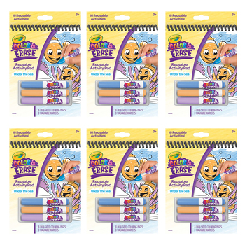 6PK Crayola Colour & Erase Activity Pad w/ Marker Under The Sea 3y+