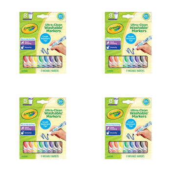 4x 8pc Crayola Ultra-Clean Washable Markers Broad Tip Kids 2+