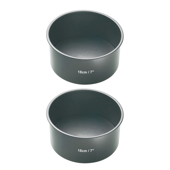 2x Mastercraft 18cm Heavy Loose Base Round Deep Cake Pan - Charcoal Grey