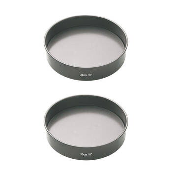 2x Mastercraft 20cm Heavy Loose Base Non-Stick Round Sandwich Pan - Black