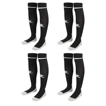 4PK Kelme Sport Kids Full Length Football Soccer Socks Size US1-5 Black/White