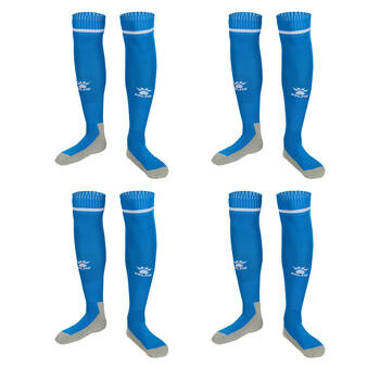 4PK Kelme Sport Kids Full Length Football Soccer Socks Size US1-5 Sea Blue/White