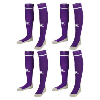 4PK Kelme Sport Kids Full Length Football Soccer Socks Size US1-5 Purple/White