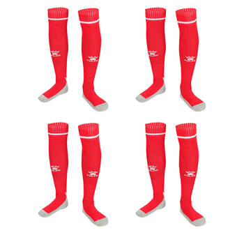 4PK Kelme Sport Kids Full Length Football Soccer Socks Size US1-5 Red/White