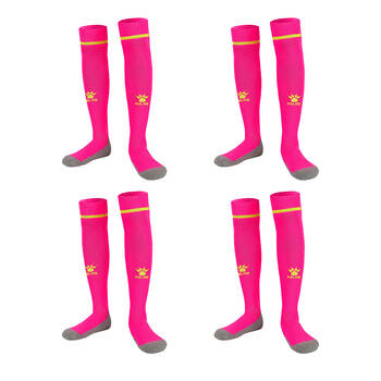 4PK Kelme Sport Kids Full Length Football Soccer Socks Size US1-5 Neon Pink