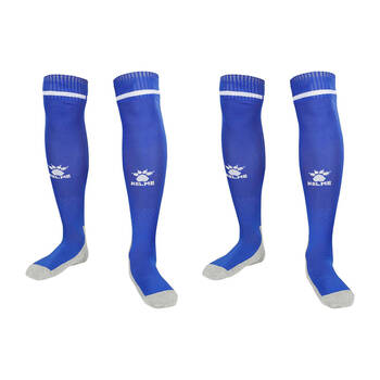 2PK Kelme Sport Full Length Football Soccer Socks Size US6-11 Royal Blue/White