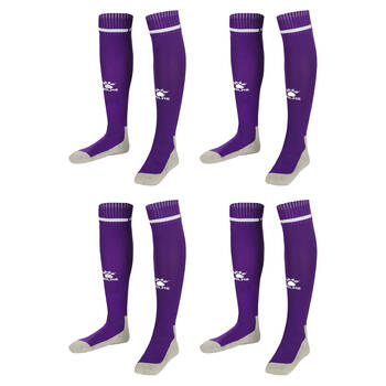 4PK Kelme Sport Full Length Football Soccer Socks Size US6-11 Purple/White