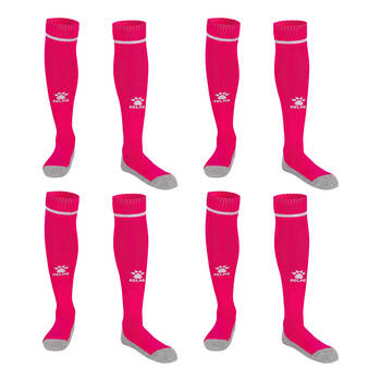 4PK Kelme Sport Full Length Football Soccer Socks Size US6-11 Rose/White