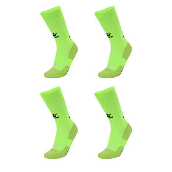 4PK Kelme Sport Mid-Length Football Soccer Grip Socks Anti Slip Neon Green/Black