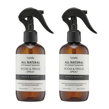 2PK Ladelle All Natural Plant Based Lemon & Spearmint 250ml Room & Fridge Spray
