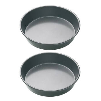 2x Mastercraft 23cm Heavy Base Non-Stick Round Deep Pie Cake Pan - Black