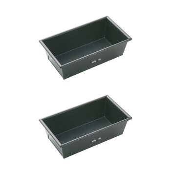 2x Mastercraft 15x9cm Heavy Base Non-Stick Box Sided Loaf/Bread Pan - Black