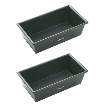 2x Mastercraft 21x11cm Heavy Base Non-Stick Box Sided Loaf/Bread Pan - Black