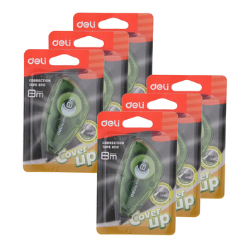 6PK Deli Cover Up Correction Tape 8m Assorted