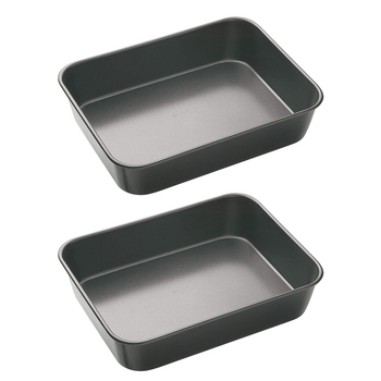 2x Mastercraft 39x28cm Heavy Base Deep Non-Stick Roasting Pan Large - Black