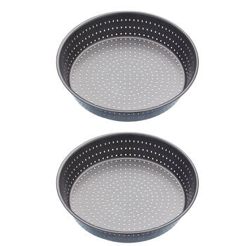 2x Mastercraft Crusty Bake 24cm Non-Stick Deep Pie Tart Tin - Black
