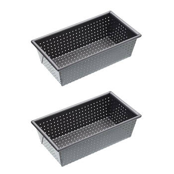 2x Mastercraft 21x11cm Crusty Bake Non-Stick Box Sided Loaf/Bread Pan - Black