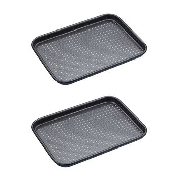 2x Mastercraft Crusty Bake 24x18cm Non-Stick Baking Tray - Black