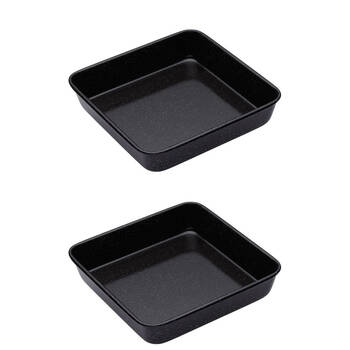 2x Mastercraft Pro Vitreous 23cm Enamel Square Baking Pan - Black