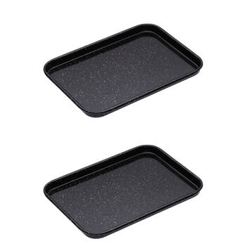 2x Mastercraft 24cm Rectangle Pro Vitreous Enamel Baking Sheet - Black