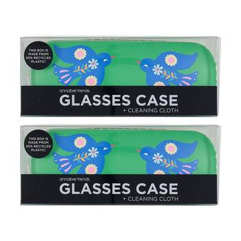 2PK Annabel Trends Glasses Case Combo W/ Matching Cloth 15x6cm Fiesta Bird