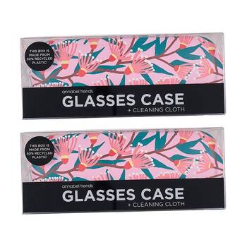 2PK Annabel Trends Glasses Case Combo W/ Matching Cloth 15x6cm Blossom Branches